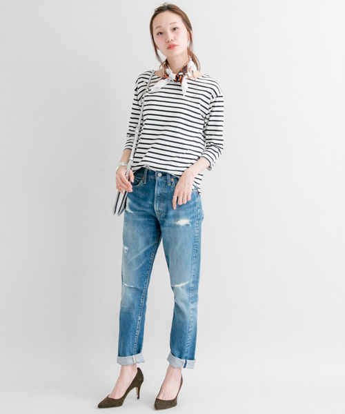 URBAN RESEARCH(アーバンリサーチ)の「UR スカーフ付プルオーバー(Tシャツ/カットソー・レディース・ホワイト×ブラック/ブラック×ホワイト・FREE)」の20枚目の写真