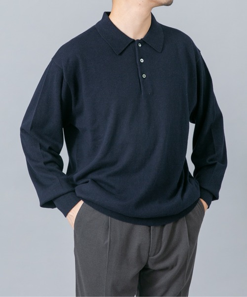 URBAN RESEARCH ROSSO MEN(アーバンリサーチロッソメン)の「『イージーケア』コットンカシミヤニットポロシャツ(ニット/セーター・メンズ・グレー/アイボリー/ベージュ系その他/マスタード/ネイビー/ブラック・LARGE/MEDIUM)」の17枚目の写真