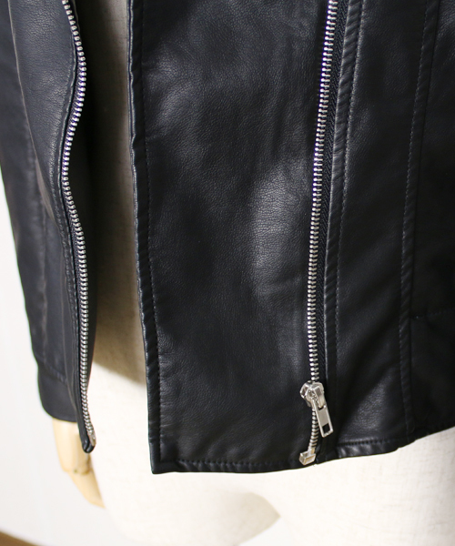 reca（レカ）の「ライダースダブルジャケット（ライダースジャケット・レディース・アイボリー/ブラック/グレー/キャメル/ライトグレー/ピンク/ライトカーキ/ブラウン/ベージュ/カーキ/ライトピンク/グリーン系その他・M/L）」の18枚目の写真