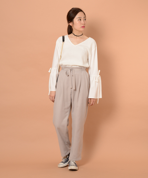 mystic(ミスティック)の「袖フレア切替プルオーバー(Tシャツ/カットソー・レディース・オフホワイト/ピンク/ブラック/ネイビー・フリ-)」の13枚目の写真