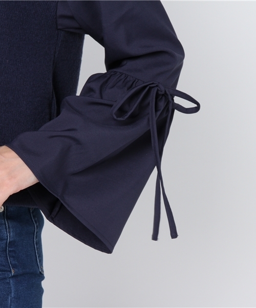 mystic(ミスティック)の「袖フレア切替プルオーバー(Tシャツ/カットソー・レディース・オフホワイト/ピンク/ブラック/ネイビー・フリ-)」の9枚目の写真