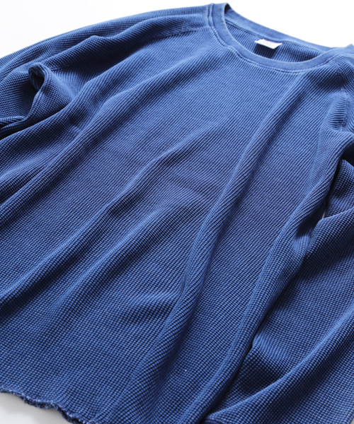 Denime(ドゥニーム)の「インディゴワッフルロングスリーブTEE(Tシャツ/カットソー・メンズ・ブラック/ブルー・SMALL/X-LARGE/LARGE/MEDIUM)」の11枚目の写真
