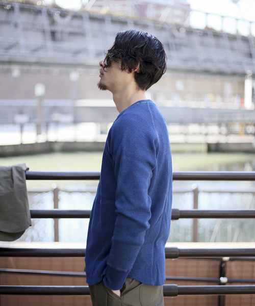Denime(ドゥニーム)の「インディゴワッフルロングスリーブTEE(Tシャツ/カットソー・メンズ・ブラック/ブルー・SMALL/X-LARGE/LARGE/MEDIUM)」の21枚目の写真