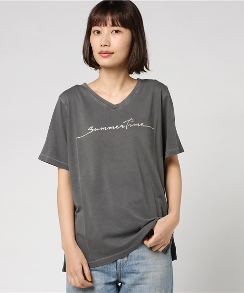 un dix cors（アンディコール）の「ラメサマータイムTシャツ（Tシャツ/カットソー・レディース・チャコールグレー/ホワイト/ブルー・ﾌﾘ-）」の7枚目の写真