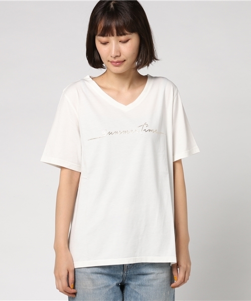 un dix cors（アンディコール）の「ラメサマータイムTシャツ（Tシャツ/カットソー・レディース・チャコールグレー/ホワイト/ブルー・ﾌﾘ-）」の9枚目の写真