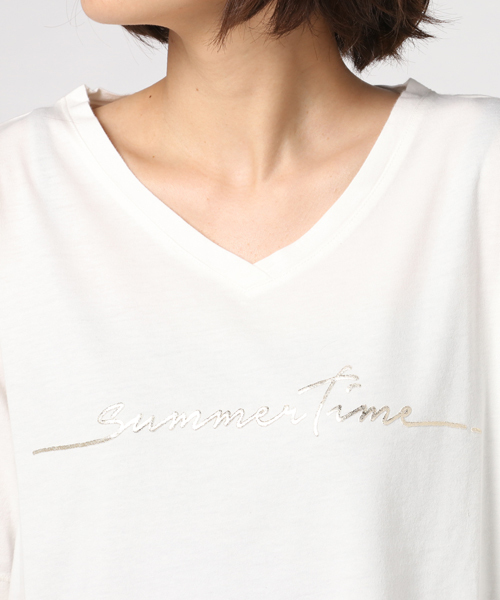 un dix cors（アンディコール）の「ラメサマータイムTシャツ（Tシャツ/カットソー・レディース・チャコールグレー/ホワイト/ブルー・ﾌﾘ-）」の12枚目の写真