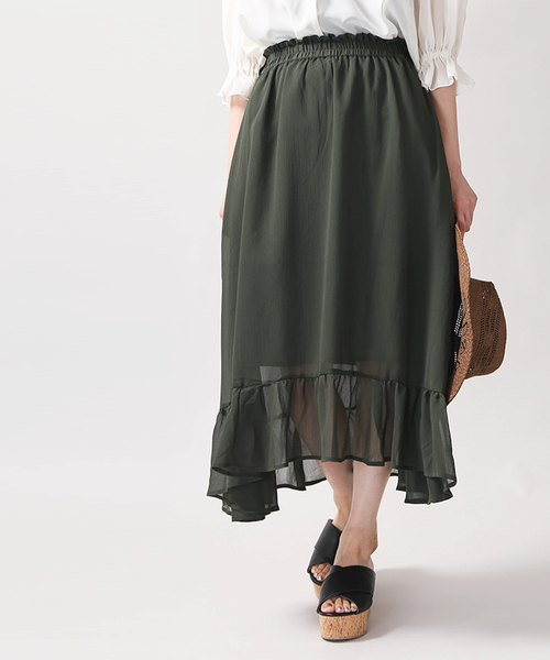 WEGO（ウィゴー）の「WEGO/イレヘムフリルミディスカート（スカート・レディース・カーキ/ブラック/ダークオレンジ/レッド/マスタード・LARGE/MEDIUM）」の15枚目の写真