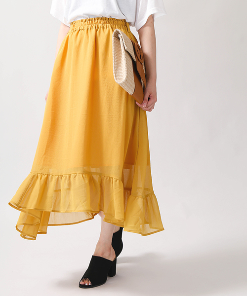 WEGO（ウィゴー）の「WEGO/イレヘムフリルミディスカート（スカート・レディース・カーキ/ブラック/ダークオレンジ/レッド/マスタード・LARGE/MEDIUM）」の16枚目の写真