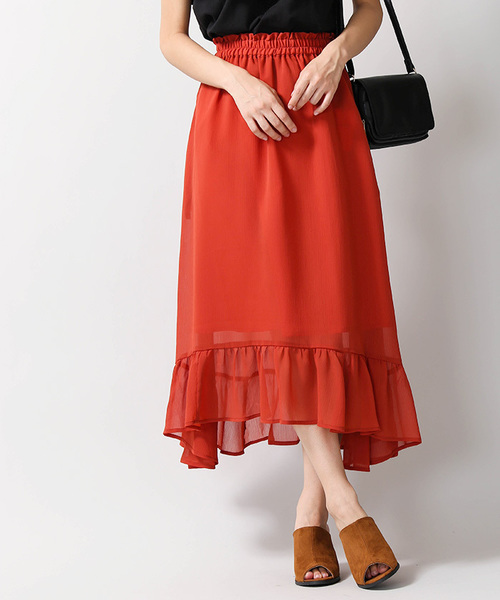 WEGO（ウィゴー）の「WEGO/イレヘムフリルミディスカート（スカート・レディース・カーキ/ブラック/ダークオレンジ/レッド/マスタード・LARGE/MEDIUM）」の18枚目の写真