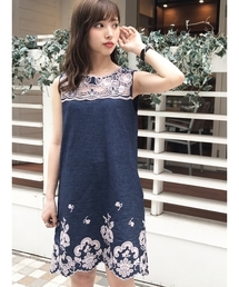 dazzlin | エンブロイダリーデニムサックワンピース(ワンピース)