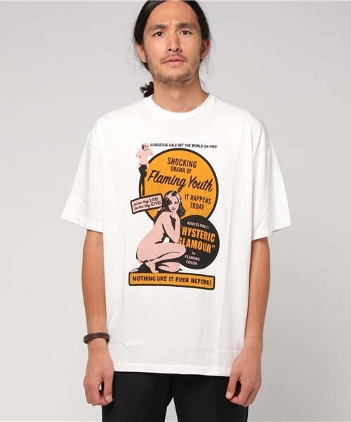 HYSTERIC GLAMOUR　フリンジとチェーン装飾のTシャツ HYSTERIC GLAMOUR（ヒステリックグラマー）の「MOTORCYCLE GIRL