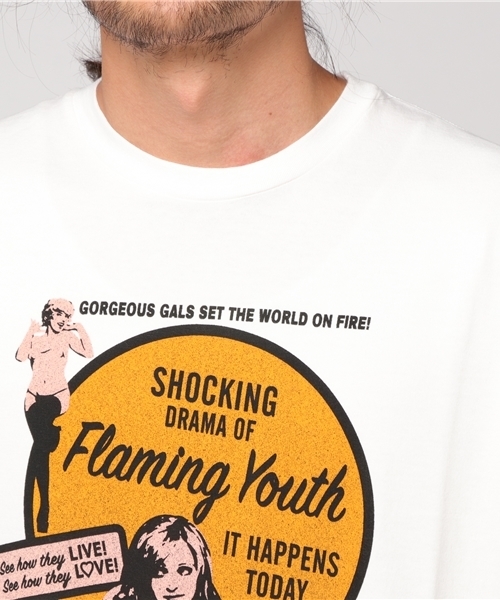 HYSTERIC GLAMOUR（ヒステリックグラマー）の「FLAMING YOUTH プリント Tシャツ（Tシャツ/カットソー・メンズ・ブラウン/ホワイト/チャコールグレー・MEDIUM/SMALL/X-SMALL/LARGE）」の7枚目の写真