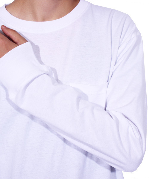 ８(eight)（エイト）の「切替 長袖Tシャツ ロング丈 カットソー（Tシャツ/カットソー・メンズ・ホワイト/ブラック・LARGE/MEDIUM）」の10枚目の写真