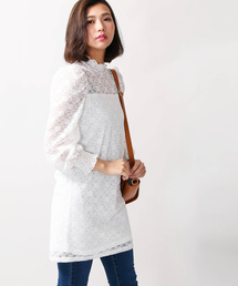 WEGO | WEGO/パフスリーブレースミニワンピース(ワンピース)