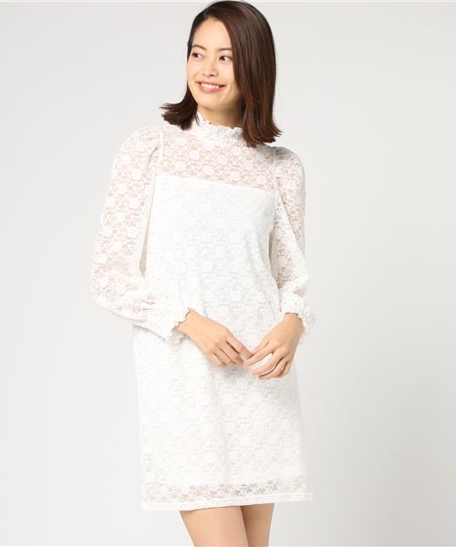 WEGO（ウィゴー）の「WEGO/パフスリーブレースミニワンピース（ワンピース・レディース・ダークグリーン/ブラック/アイボリー・FREE）」の9枚目の写真