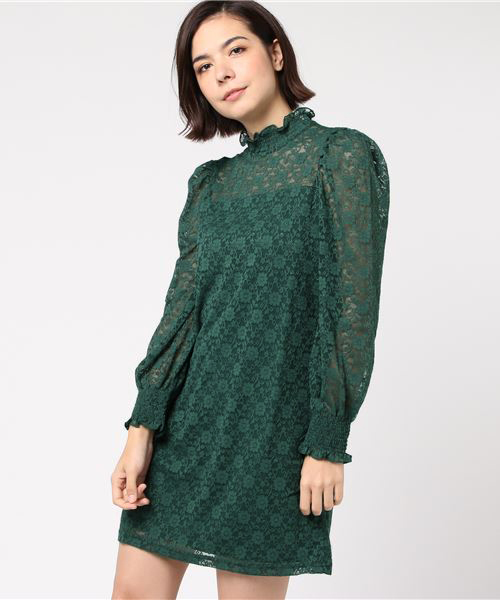 WEGO（ウィゴー）の「WEGO/パフスリーブレースミニワンピース（ワンピース・レディース・ダークグリーン/ブラック/アイボリー・FREE）」の13枚目の写真