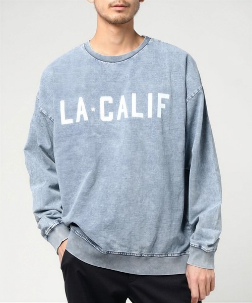 STYLEBLOCK(スタイルブロック)の「ケミカルウォッシュビッグシルエットロゴスウェット(スウェット・メンズ・ネイビー/ブルー・FREE)」の1枚目の写真