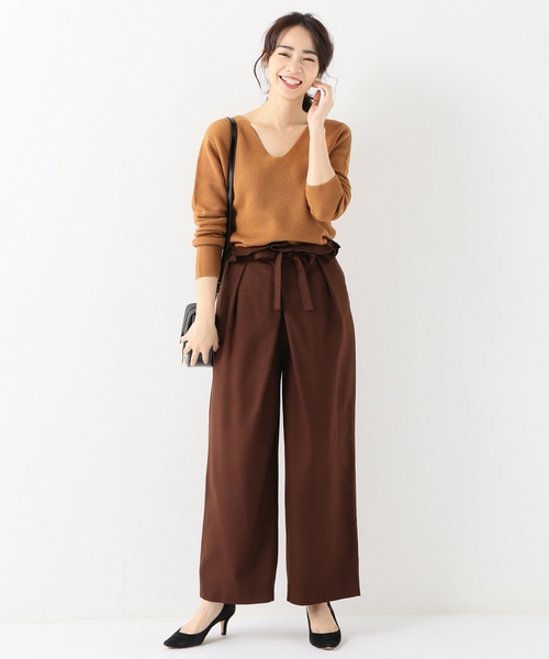 SLOBE IENA（スローブイエナ）の「Vネック畦ニット◆（ニット/セーター・レディース・ブルー/アイボリー/キャメル・FREE）」の14枚目の写真