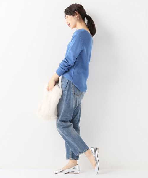 SLOBE IENA（スローブイエナ）の「Vネック畦ニット◆（ニット/セーター・レディース・ブルー/アイボリー/キャメル・FREE）」の9枚目の写真