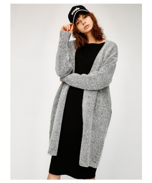 MOUSSY（マウジー）の「OVER SIZED LONG CD（カーディガン/ボレロ・レディース・ブラック/トップグレー/ネイビー/ベージュ/アイボリー・FREE）」の4枚目の写真