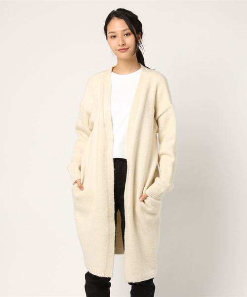 MOUSSY（マウジー）の「OVER SIZED LONG CD（カーディガン/ボレロ・レディース・ブラック/トップグレー/ネイビー/ベージュ/アイボリー・FREE）」の2枚目の写真