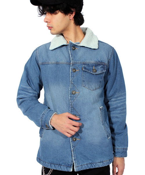 ８(eight)（エイト）の「裏ボア デニム ランチコート（デニムジャケット・メンズ・ブラック/ブルー系その他/ブルー系その他2・MEDIUM/LARGE/X-LARGE）」の2枚目の写真