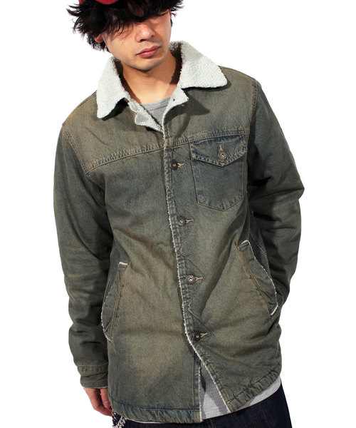 ８(eight)（エイト）の「裏ボア デニム ランチコート（デニムジャケット・メンズ・ブラック/ブルー系その他/ブルー系その他2・MEDIUM/LARGE/X-LARGE）」の3枚目の写真