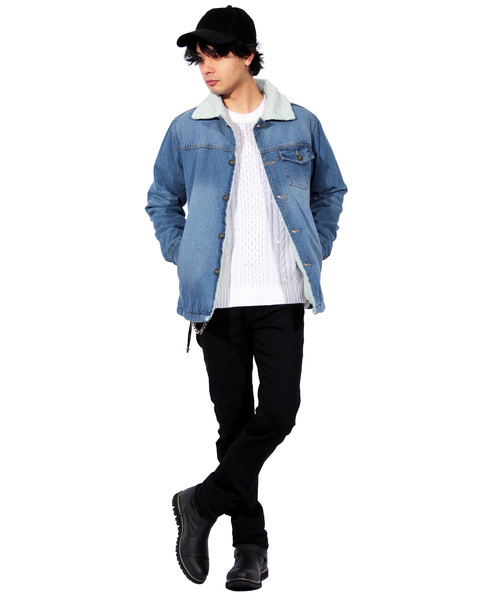 ８(eight)（エイト）の「裏ボア デニム ランチコート（デニムジャケット・メンズ・ブラック/ブルー系その他/ブルー系その他2・MEDIUM/LARGE/X-LARGE）」の15枚目の写真