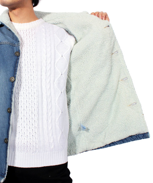 ８(eight)（エイト）の「裏ボア デニム ランチコート（デニムジャケット・メンズ・ブラック/ブルー系その他/ブルー系その他2・MEDIUM/LARGE/X-LARGE）」の19枚目の写真