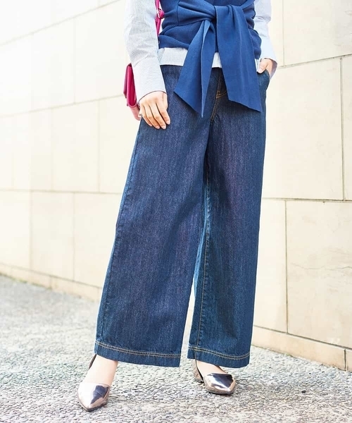 a.v.v（アーヴェヴェ）の「ワイドデニムパンツ（デニムパンツ・レディース・ネイビー/ライトブルー・40/42/34/38/36）」の4枚目の写真