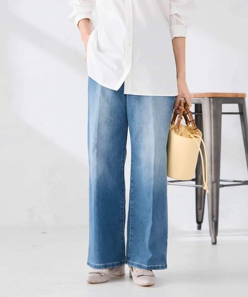 a.v.v(アーヴェヴェ)の「ワイドデニムパンツ(デニムパンツ・レディース・ネイビー/ライトブルー/ライトグレー/ブルー・40/42/34/38/36)」の4枚目の写真