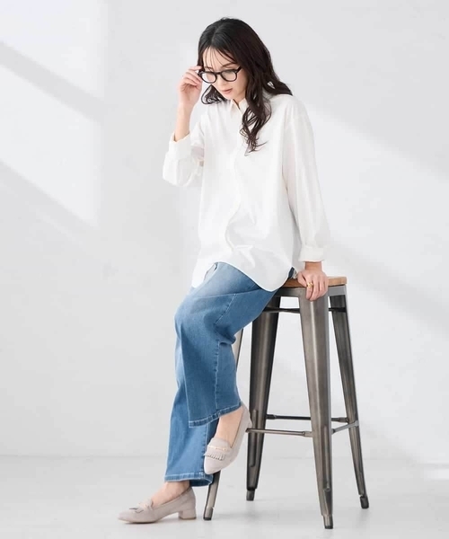 a.v.v（アーヴェヴェ）の「ワイドデニムパンツ（デニムパンツ・レディース・ネイビー/ライトブルー・40/42/34/38/36）」の10枚目の写真