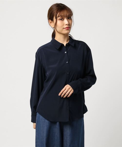 un dix cors(アンディコール)の「デシンルーズシャツ(シャツ/ブラウス・レディース・ベージュ/ネイビー/オフホワイト・フリ-)」の3枚目の写真