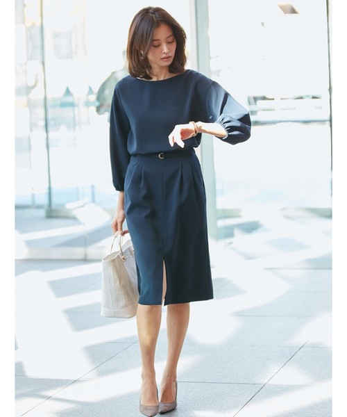 Fabia ファビア の ダブルクロスブラウス ペンシルスカートセットアップ つなぎ オールインワン Wear