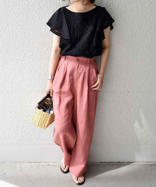 liflattie ships（リフラティ シップス）の「liflattie ships:リネンタックパンツ◇（その他パンツ・レディース・ライトグレー/ネイビー/ピンク/グリーン・SMALL/MEDIUM/LARGE）」の16枚目の写真