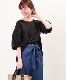 natural couture | 3Dフラワーレース使いトップス(Tシャツ/カットソー)