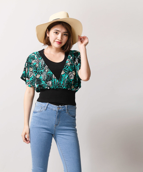 WEGO/アロハカシュクールリブブラウス WEGO/アロハカシュクールリブブラウス