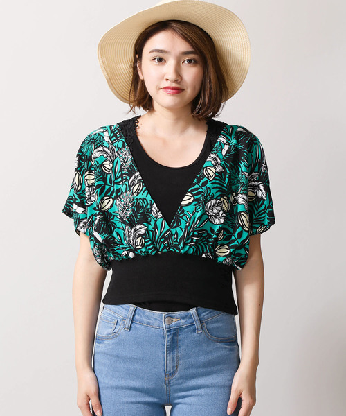 WEGO/アロハカシュクールリブブラウス WEGO/アロハカシュクールリブブラウス