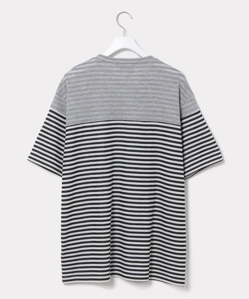 ADAM ET ROPE'(アダムエロペ)の「WフェイスボーダーTシャツ(Tシャツ/カットソー・メンズ・ホワイト/チャコールグレー/ネイビー/ミント・M/L)」の10枚目の写真