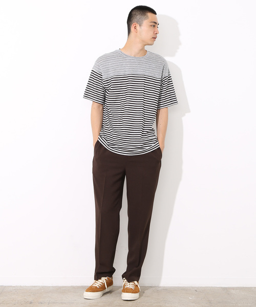 ADAM ET ROPE'(アダムエロペ)の「WフェイスボーダーTシャツ(Tシャツ/カットソー・メンズ・ホワイト/チャコールグレー/ネイビー/ミント・M/L)」の19枚目の写真