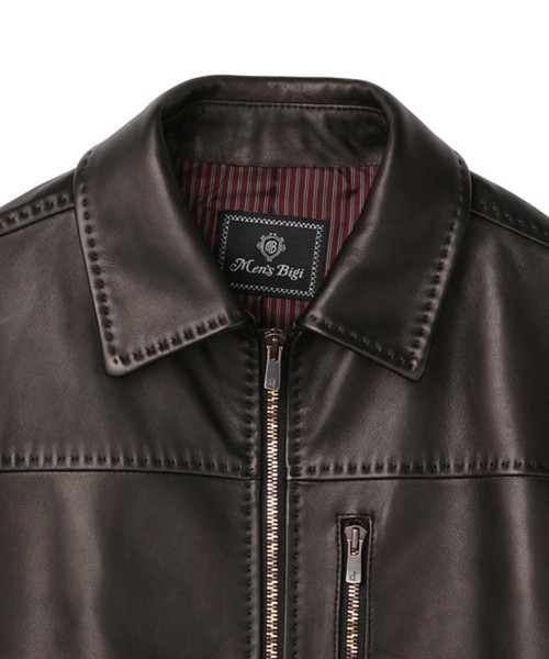 美品 メンズビギ ラムレザー シングル ライダース ジャケット グレージュ XL 美品 メンズビギ ラムレザー シングル ライダース ジャケット