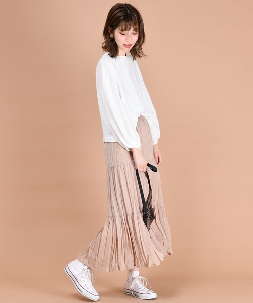 natural couture（ナチュラルクチュール）の「UESD風ボリューム袖Tシャツ（Tシャツ/カットソー・レディース・オフホワイト/スミクロ/ベージュ/プラム/イエロー・FREE）」の6枚目の写真