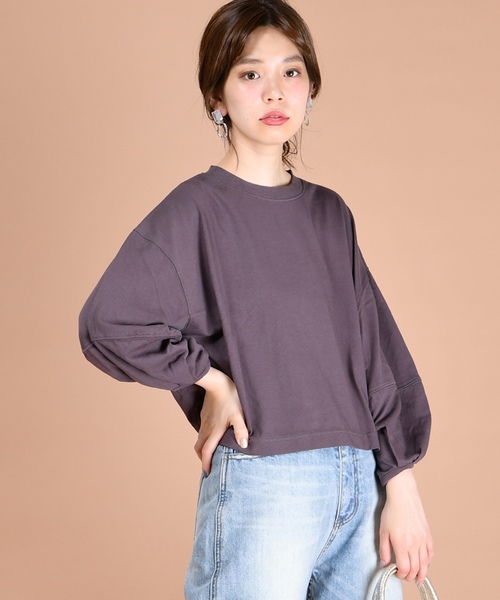 natural couture（ナチュラルクチュール）の「UESD風ボリューム袖Tシャツ（Tシャツ/カットソー・レディース・オフホワイト/スミクロ/ベージュ/プラム/イエロー・FREE）」の10枚目の写真