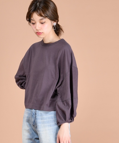 natural couture（ナチュラルクチュール）の「UESD風ボリューム袖Tシャツ（Tシャツ/カットソー・レディース・オフホワイト/スミクロ/ベージュ/プラム/イエロー・FREE）」の11枚目の写真