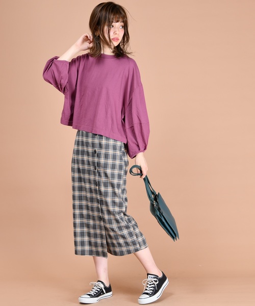 natural couture（ナチュラルクチュール）の「UESD風ボリューム袖Tシャツ（Tシャツ/カットソー・レディース・オフホワイト/スミクロ/ベージュ/プラム/イエロー・FREE）」の15枚目の写真