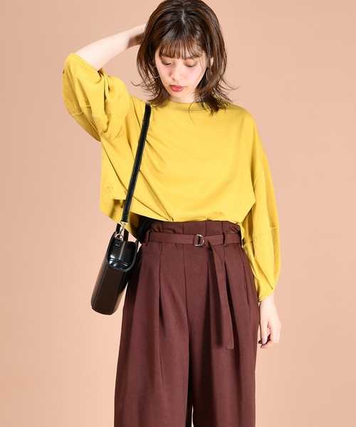 natural couture（ナチュラルクチュール）の「UESD風ボリューム袖Tシャツ（Tシャツ/カットソー・レディース・オフホワイト/スミクロ/ベージュ/プラム/イエロー・FREE）」の19枚目の写真