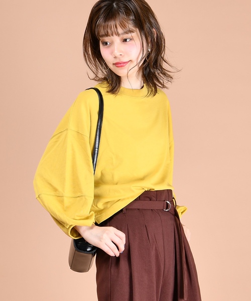 natural couture（ナチュラルクチュール）の「UESD風ボリューム袖Tシャツ（Tシャツ/カットソー・レディース・オフホワイト/スミクロ/ベージュ/プラム/イエロー・FREE）」の20枚目の写真