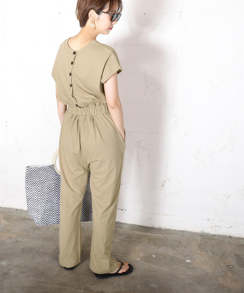 coca(coca)(コカ)の「前後2wayフレンチスリーブオールインワン(つなぎ/オールインワン・レディース・ブラック/ベージュ・ONE SIZE)」の7枚目の写真