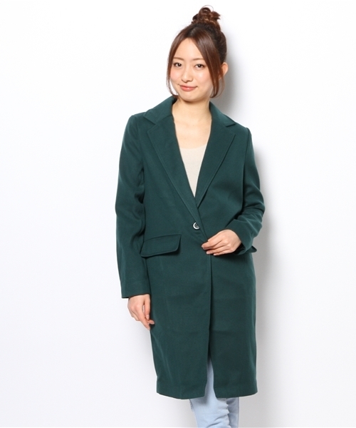 WEGO（ウィゴー）の「WEGO/ロングチェスターコート（ステンカラーコート・レディース・オフホワイト/ブラック/ライトグレー/ダークグリーン・FREE）」の4枚目の写真