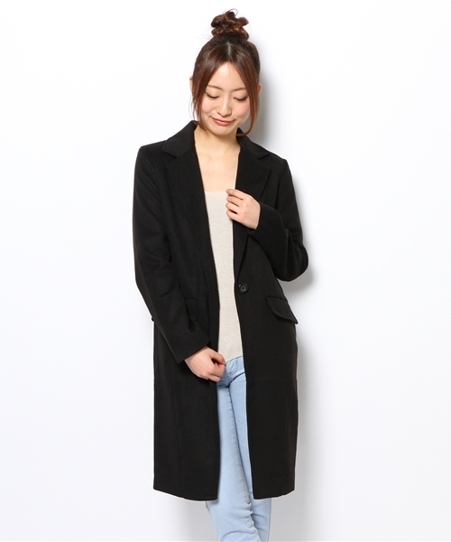 WEGO（ウィゴー）の「WEGO/ロングチェスターコート（ステンカラーコート・レディース・オフホワイト/ブラック/ライトグレー/ダークグリーン・FREE）」の8枚目の写真